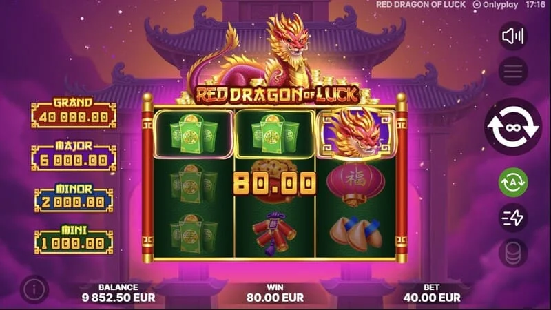 Red Dragon of Luck - a címletekkel ellátott ikonok megjelenése az alapjátékban