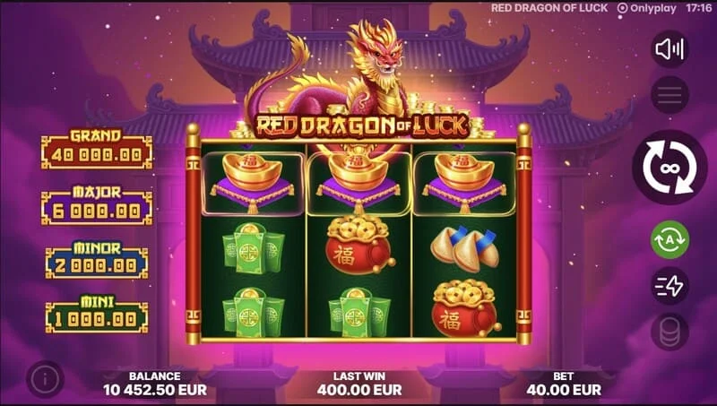 Red Dragon of Luck - a Bonus Coin Game funkció elindítása